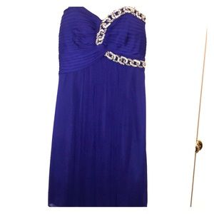 Strapless purple chiffon dress